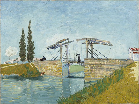 Vincent van Gogh, “The Langlois Bridge at Arles,” May 1888, oil on canvas, Wallraf-Richartz Museum and Fondation Corboud, Cologne. T