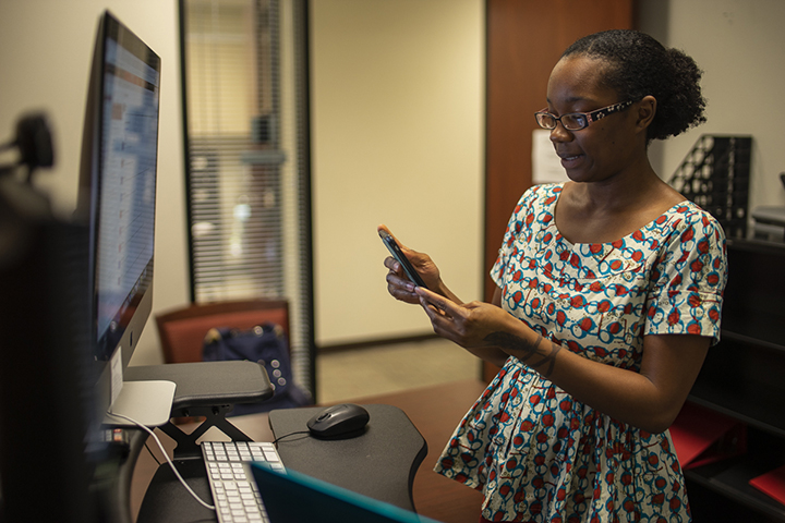 Gloshanda Lawyer, assistant professor in the department of deaf studies and deaf education, is researching social justice for deaf students. UP photo by Noah Dawlearn