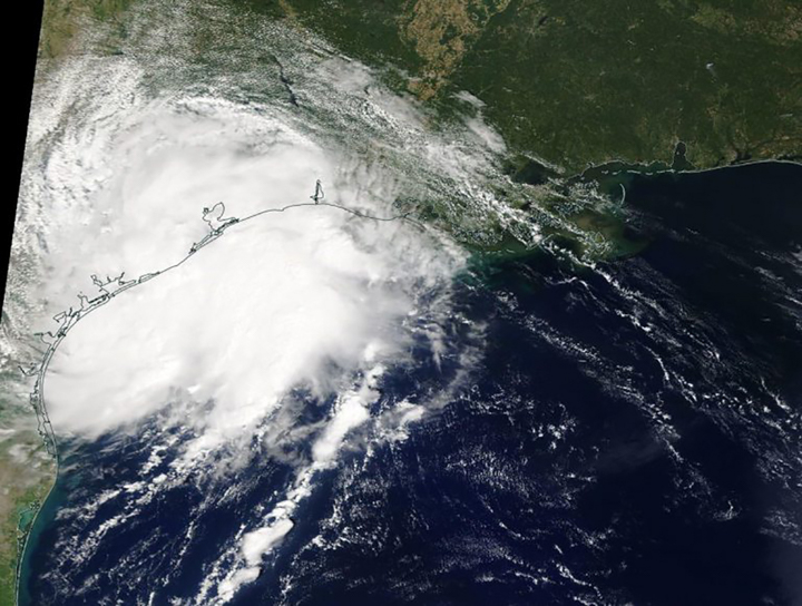 This NASA.gov satellite photo shows the moment Imelda moved from being a tropical depression to a tropical storm, Sept. 16.