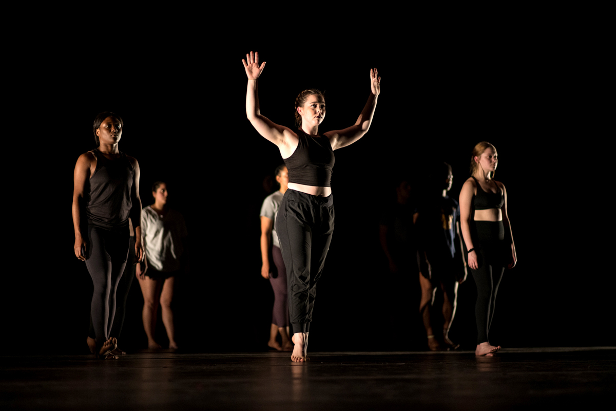Lamar dance members rehearse for the Fall and Recovery in the University Theatre, Nov. 18. UP photo by Noah Dawlearn.