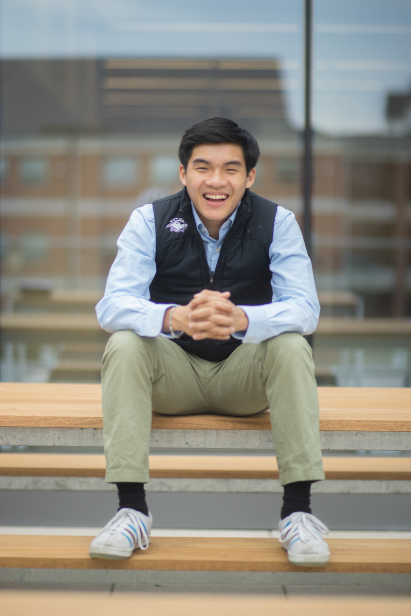 Student Government Association president Edward Doan, above, explains SGA’s proposed initiatives for more campus inclusivity during an open table discussion  in the Live Oak Ballroom in September. UP photo by Noah Dawlearn