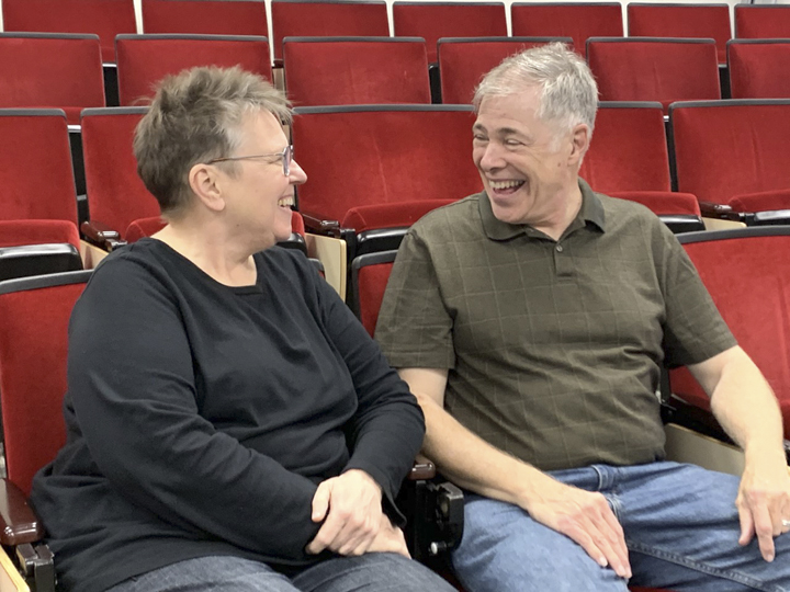 Ruth and O’Brien Stanley in the Comm Auditorium in 2020, below. UP photo by Tiana Johnson
