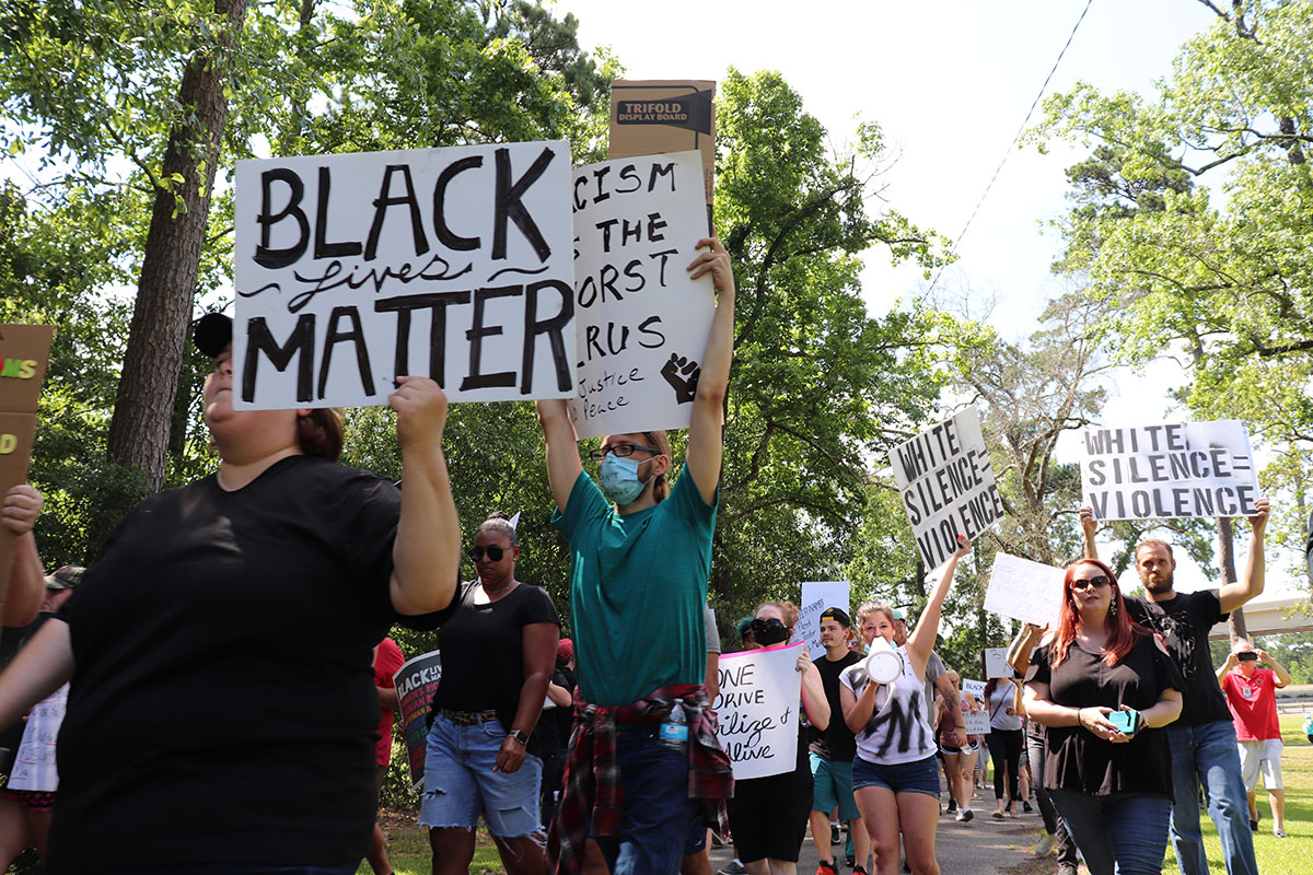 Protesters march in Vidor, June 6, in memory of George Floyd. UP photo by Claire Robertson