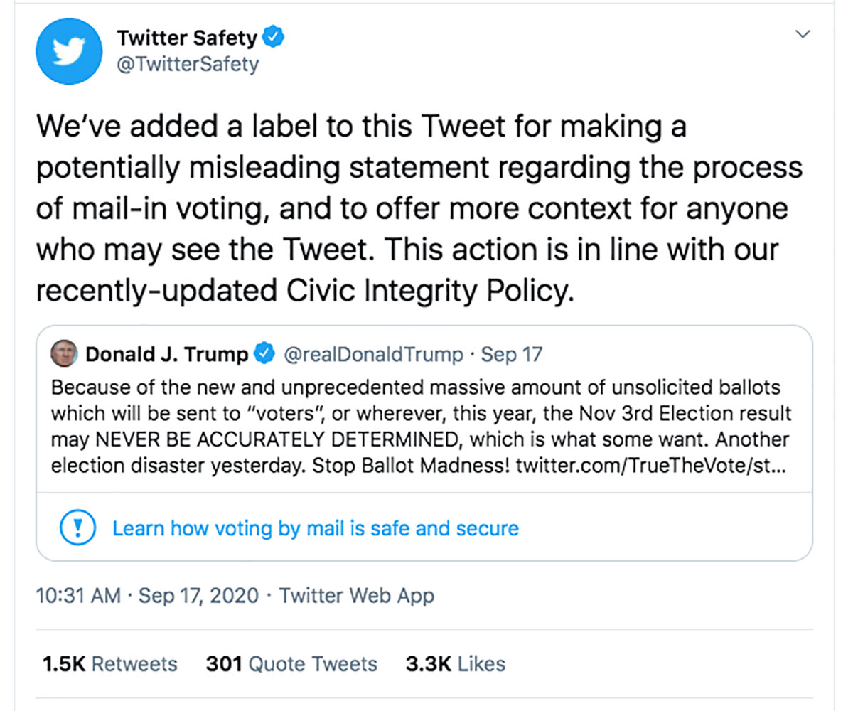 Trump tweet flagged