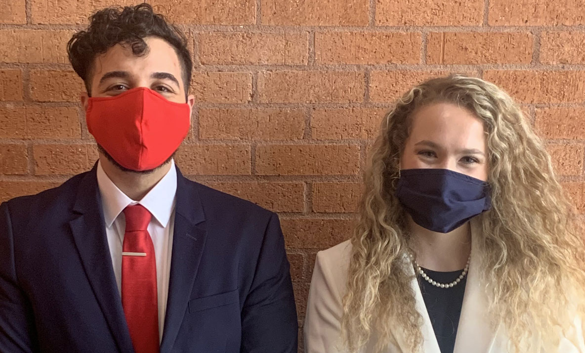 LU's moot court team Ali K. Hamza, left, and Katy McCall reached this semifinals of the Texas Tech regional tournament in January.