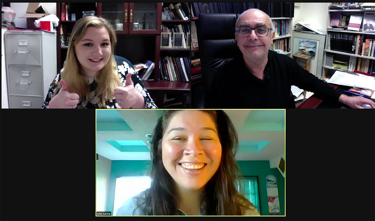 Julie Garcia, bottom, joins Olivia Malick and Andy Coughlan to talk about journalism