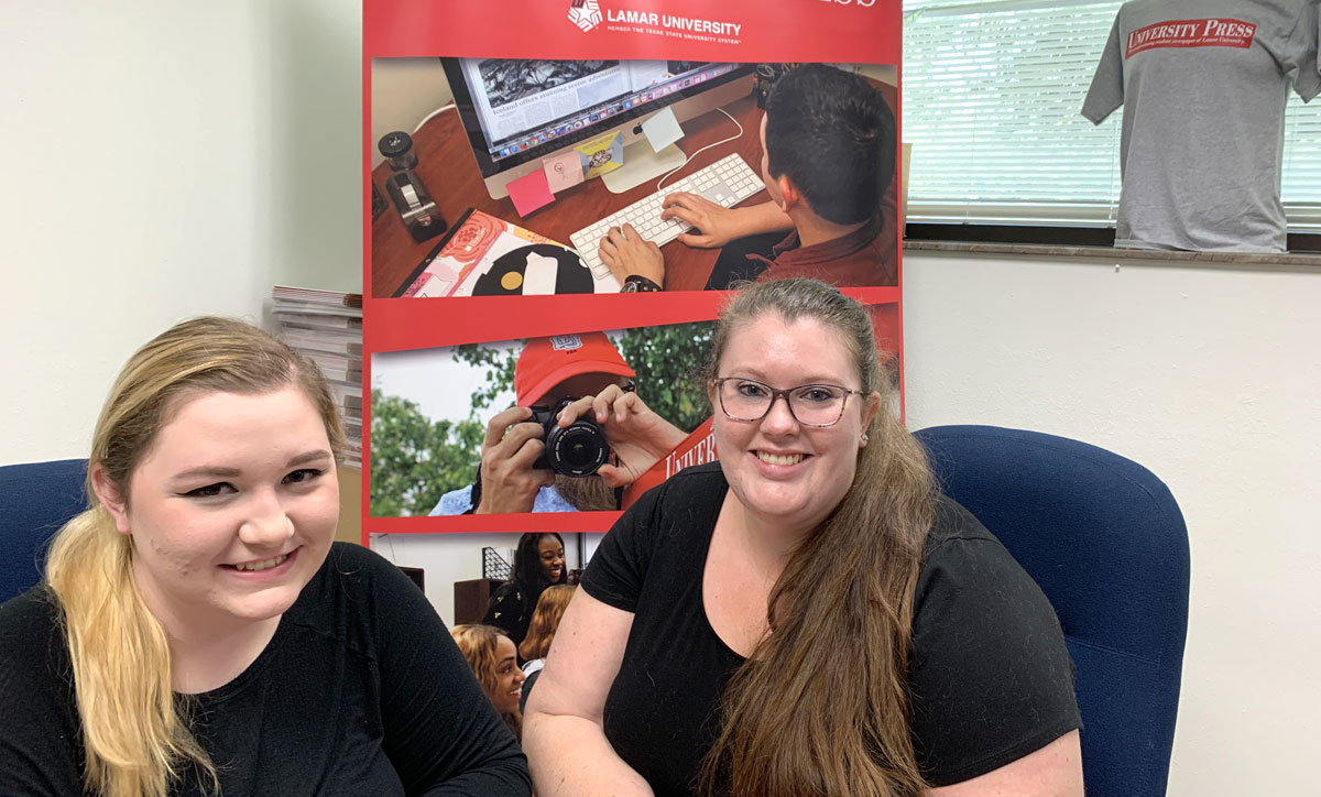 UP editor Olivia Malick, left, and Kaitlin Bain of The Beaumont Enterprise