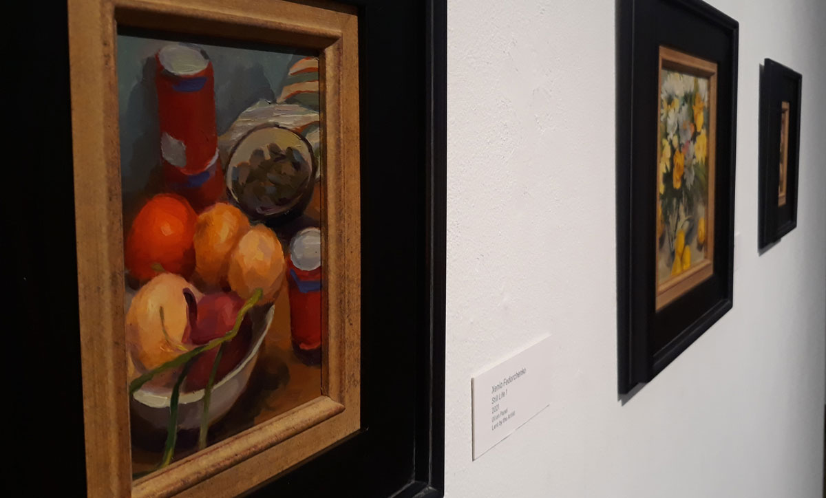 Paintings by Xenia Fedorchenko are on display in the Dishman Art Museum as part of the Art Faculty Exhibition. UP photo by Madalyn Blackshear