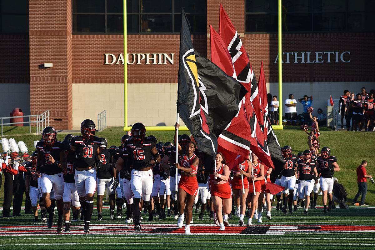 The Lamar University team takes the field for the Cardinals' game against Abilene Christian University, Sept. 25. UP photo by Keagan Smith