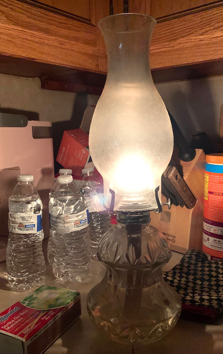 The oil lamp that lit my house in the dark, cold hours of the power outage. UP photo by Olivia Malick