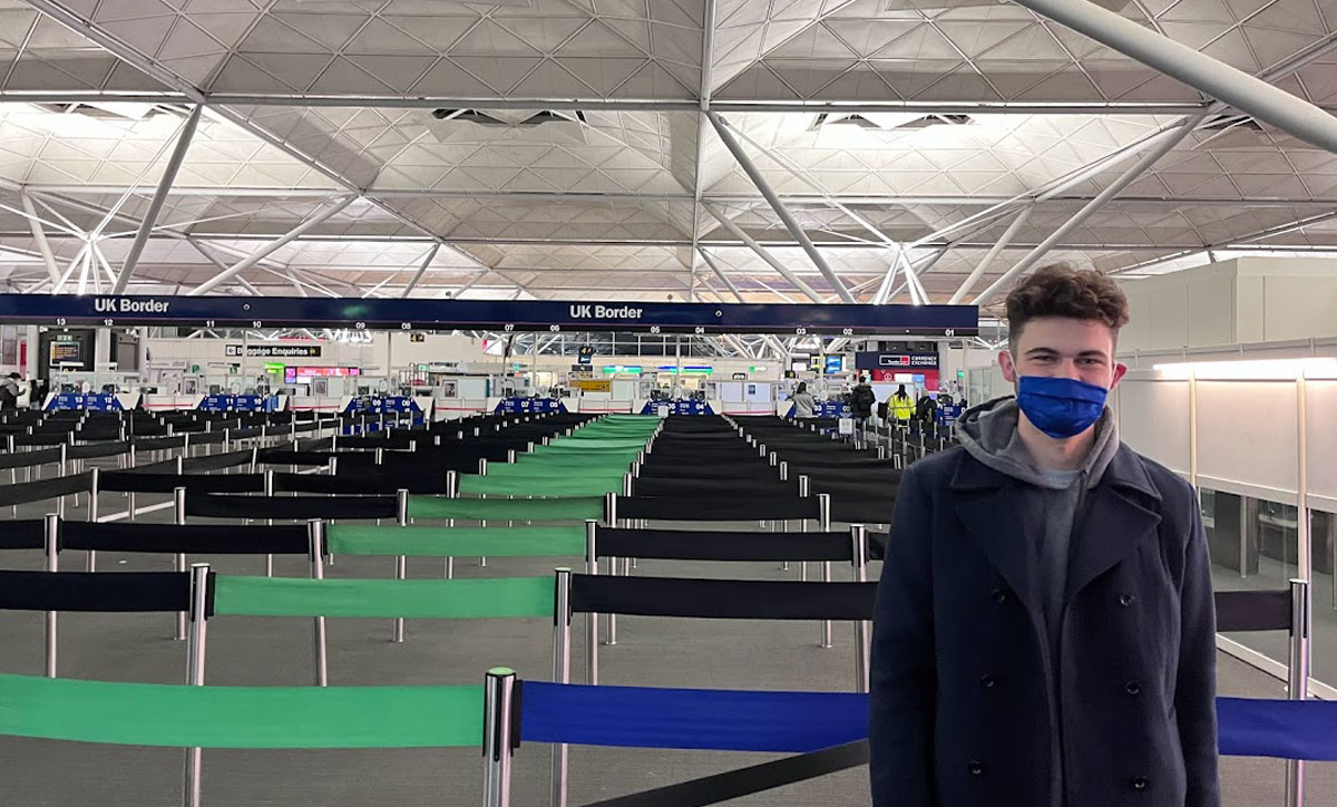 Caleb Parker at London's Stansted Airport. Courtesy photo
