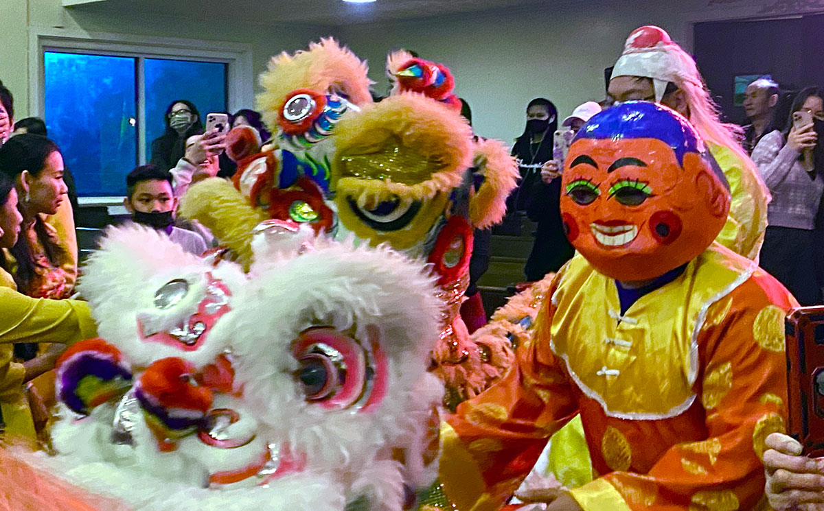 Members of the Port Arthur Lions dance to celebrate Chinese New year, Feb. 1, at the Chua Buu Mon Buddhist Temple on Proctor Street in Port Arthur. UP photo by Clarissa Hernandez