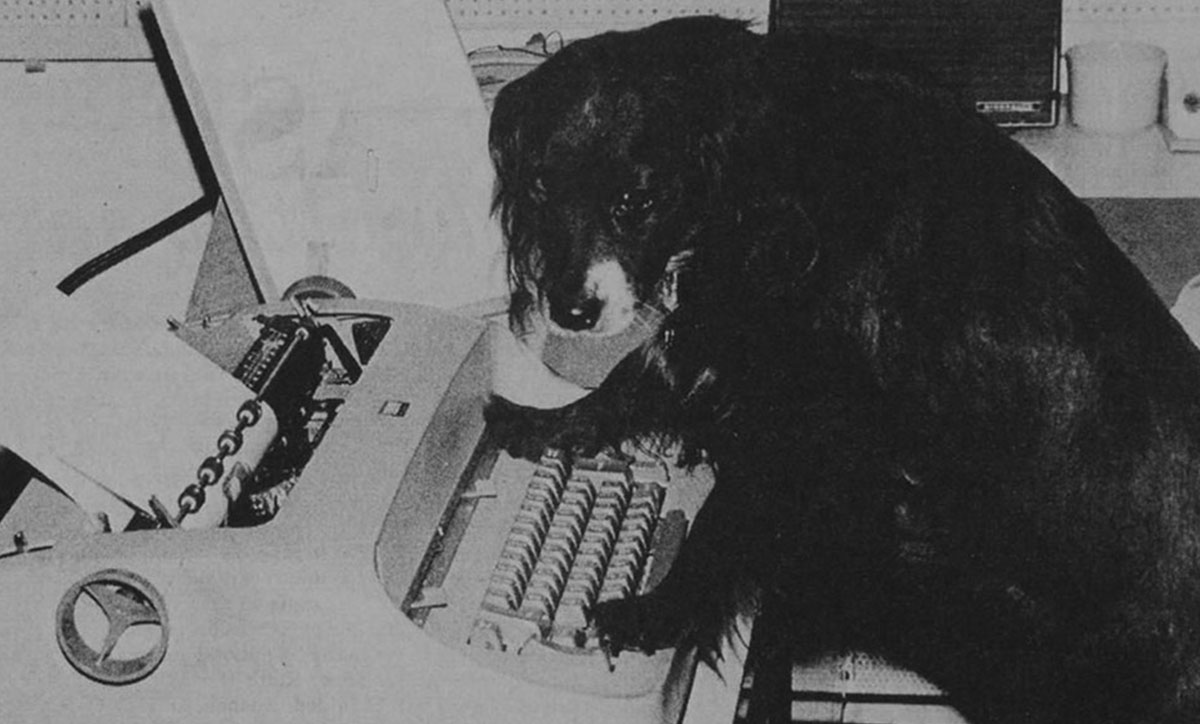 Casey at his Typewriter. Photo by Mike Cutala.