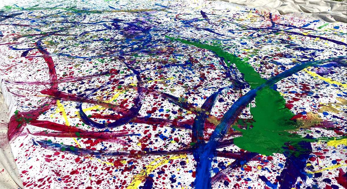 An in-progress photo of the canvas. UP photo by Maddie Sims.