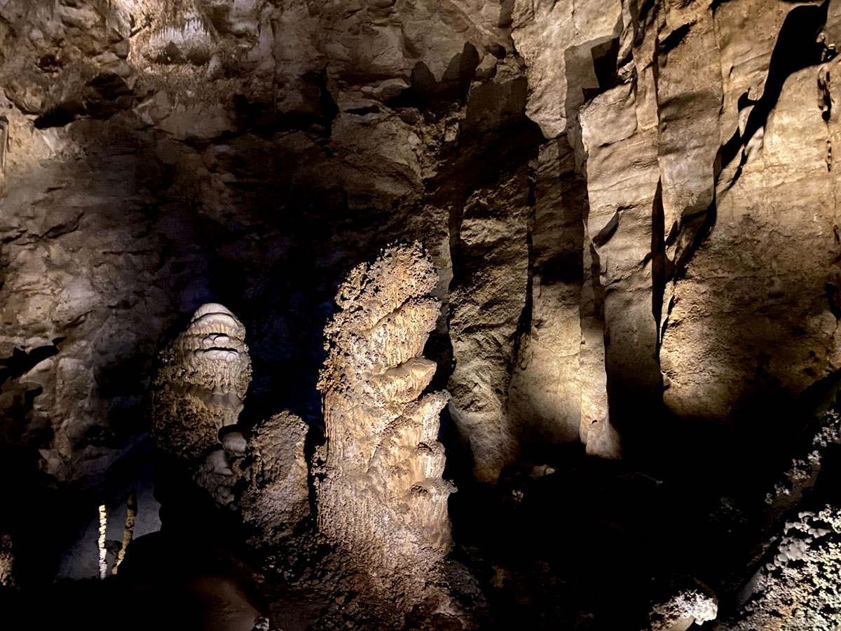 Rock formations in the Carlsbad Caverns.