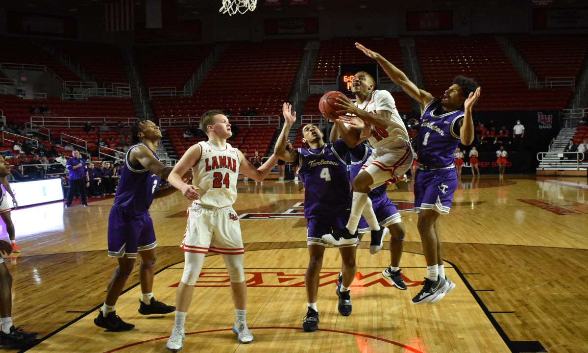 Senior guard C.J. Roberts gets creative while finishing at the basket during a game against Tarleton State. Photo credit: Keagan Smith, UP sports editor.