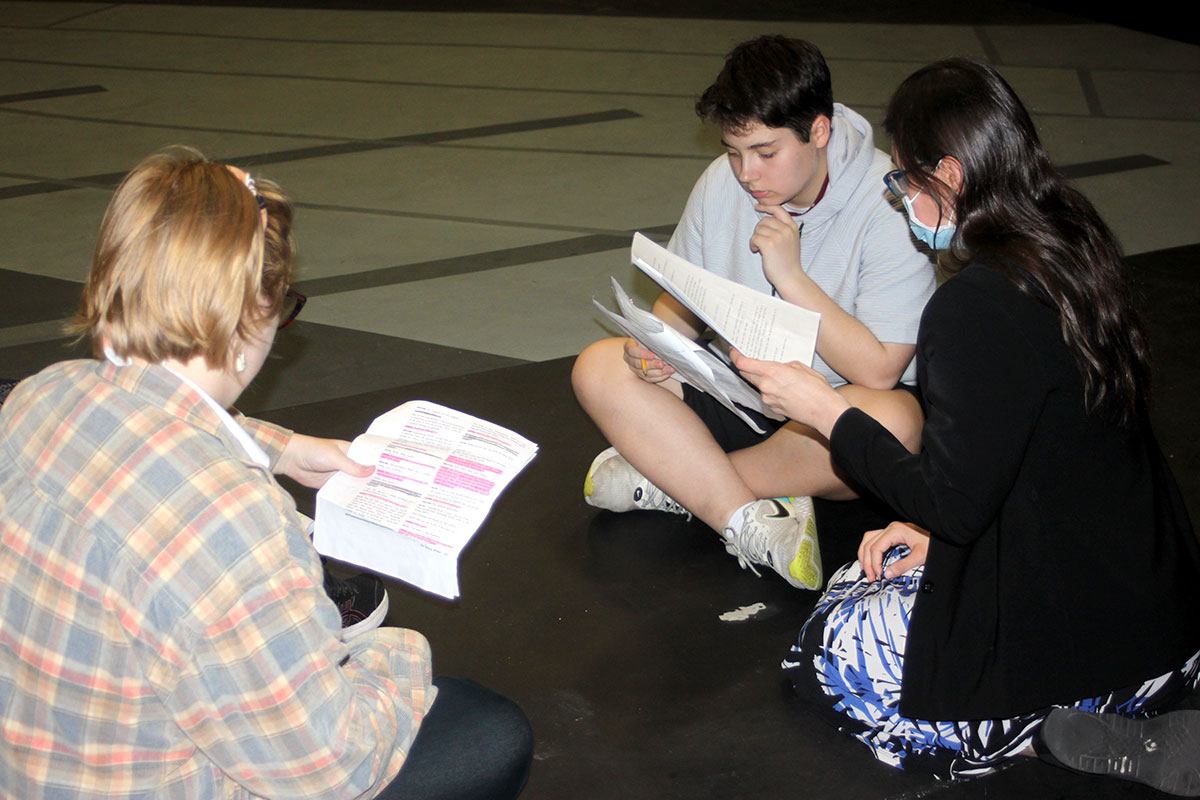 Students sit in together in the blackbox theatre. UP photo by Ambour Leal.