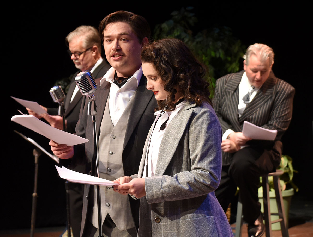 James "JJ" Jackson (left), Brandon Greer, Alexandria Lewis, and Trini Gonzales in "It's A Wonderful Life: A 1940's Radio Play."