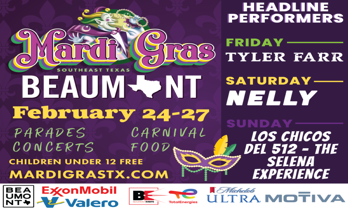 The schedule for Mardi Gras of Southeast Texas.