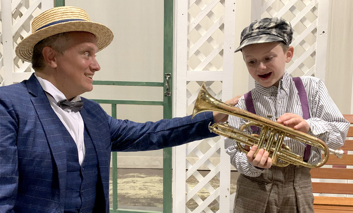 Chad Illa-Peterson (left) plays Harold Hill and Chase Mason plays Winthrop in BCP's production of "Music Man." Courtesy photo.