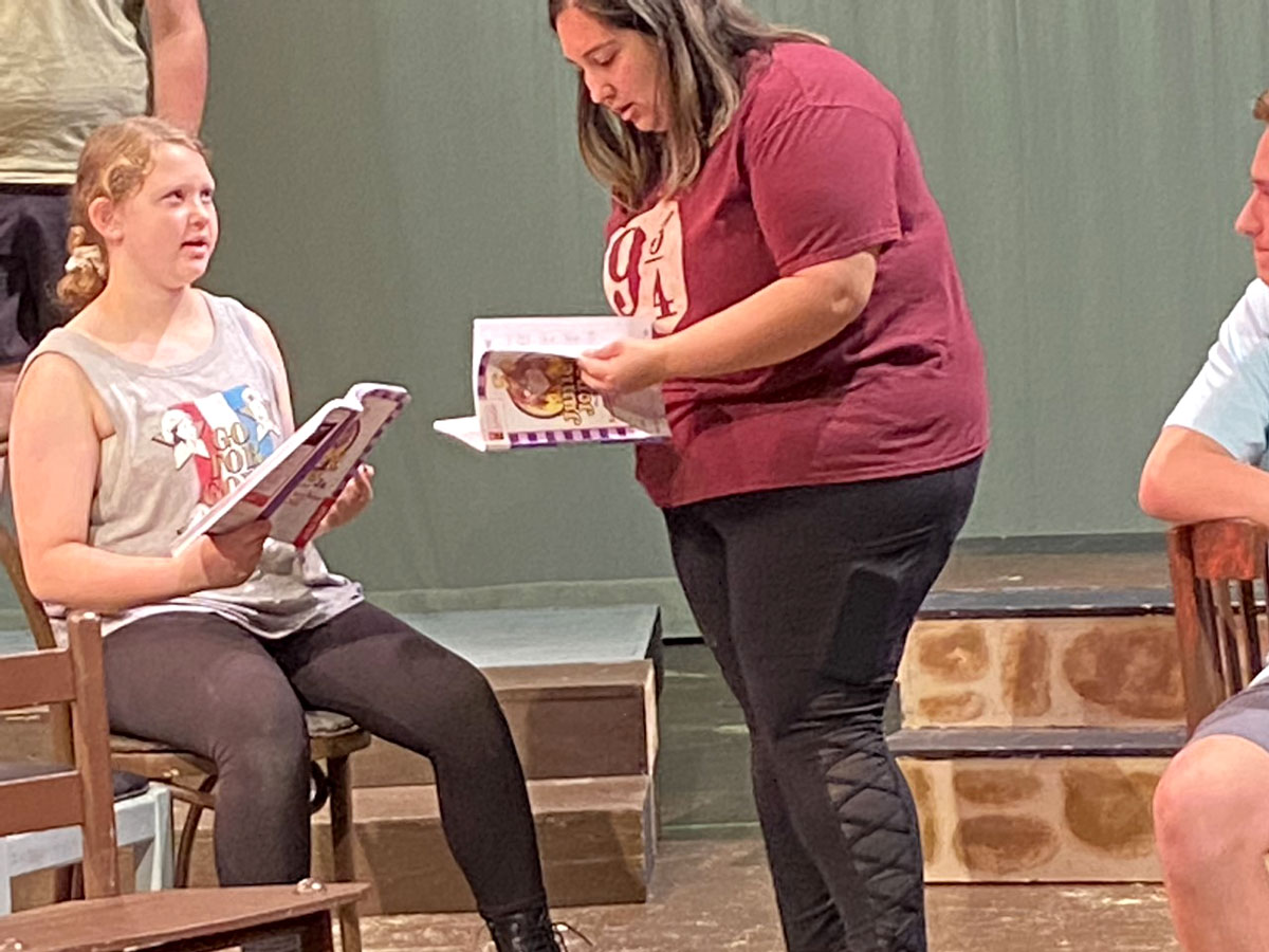 Director Karlye Ramos answers a question during rehearsals for Junie B. Jones the Musical" with performances July 8 and 9.