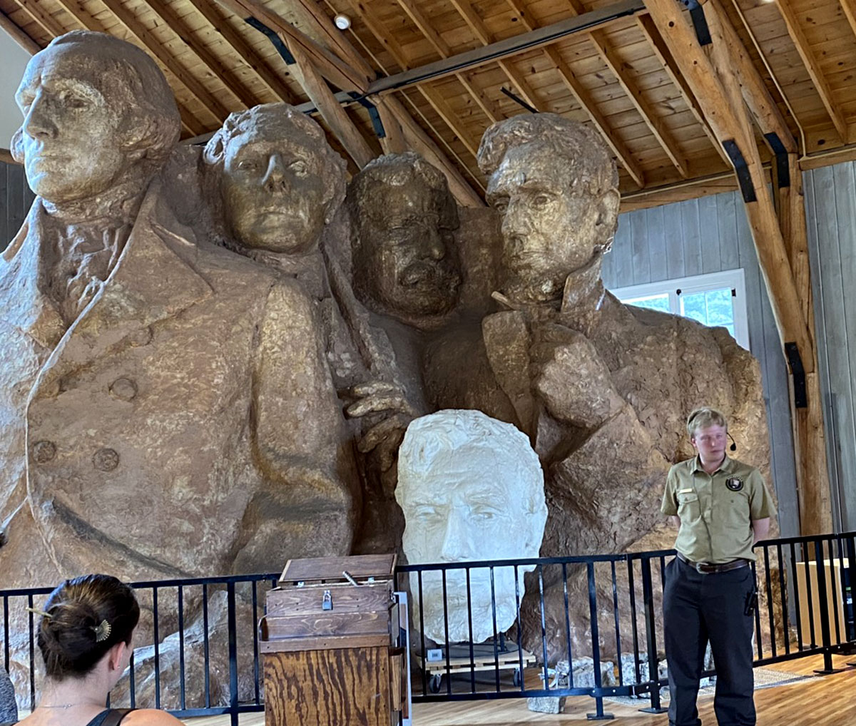 A statue modeling the original design for Mount Rushmore.