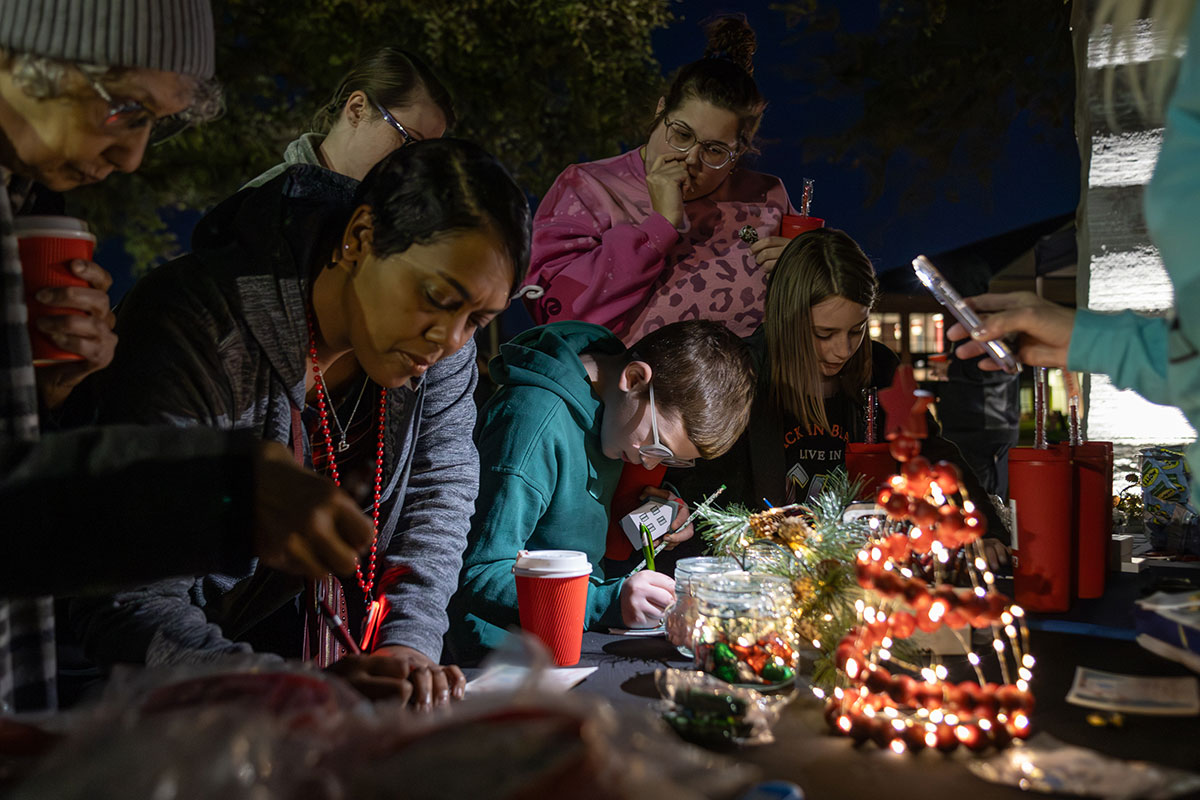 Children decorate Christmas tree ornaments during the Cardinal Lights celebration at the Reaud Building, Dec. 6. UP photo by Brian Quijada.