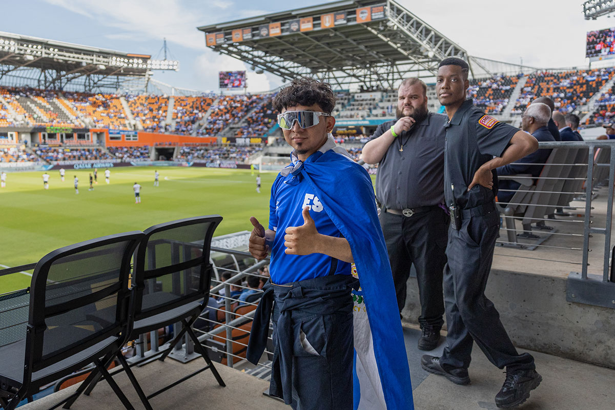 Luis Alfaro poses for a picture inside of Shell Energy Stadium in Houston, July 4th. UP photo by Brian Quijada.
