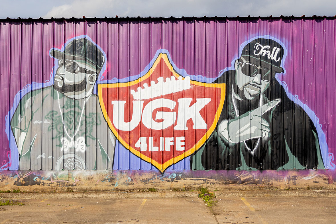 Mural of Southern Hip-Hop group UGK found in 17th street and Second Ave in Port Arthur, Texas