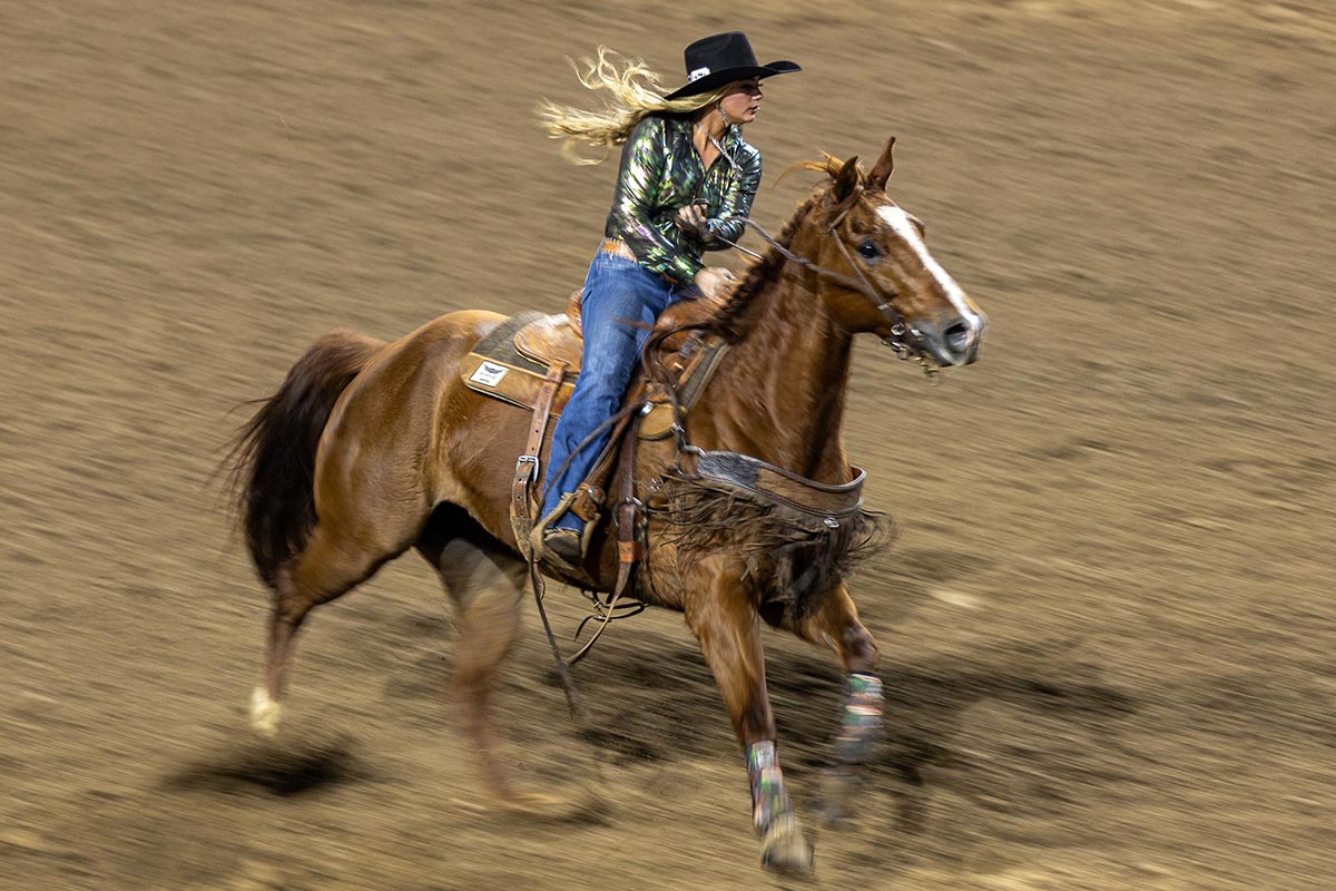 A cowgirl rides horse during the South Texas State Fair Rodeo, Beaumont, Texas, March 23. UP photo by Brian Quijada.